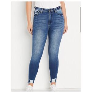 KanCan High Rise Dark Ripped Hem Skinny Jean  Size 28